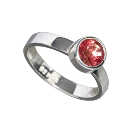 Bague tourmaline rouge, facettée (4mm)