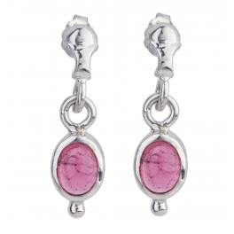 Boucles d'oreilles Tourmaline (rose) ovales, 2,3cm, plaquées rhodium