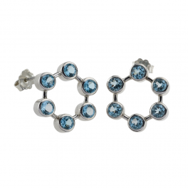    Boucles d'oreilles à facettes topazes, 2,0 cm, plaquées rhodium