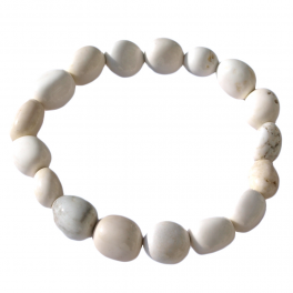 Bracelet en magnésite, howlite, pépite de 10 à 12 mm