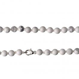 Collier en magnésite, howlite, perles 06mm / 45cm fermeture en argent.