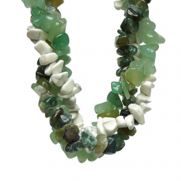 Baroque Ensemble collier, bracelet, boucles d'oreilles Aventurine, Agate mousse, magnésite « détente et de sérénité », 3 rangs.