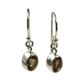 Boucles d'oreilles quartz fumé ovale à facettes Argent 925 