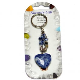 Porte-clés, coeur, sodalite, environ 09cm