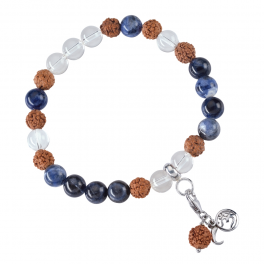  Bracelet Mala avec pierres précieuses, cristal de roche, sodalite (vérité)