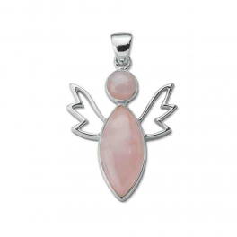 Pendentif "Ange Lumière" Quartz Rose (Amour), 4,7cm