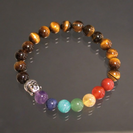 Bracelet chakra 8mm oeil de tigre et bouddha