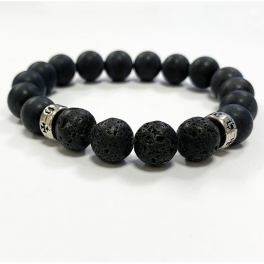 Bracelet homme onyx depoli et lave - 