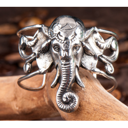 Bracelet éléphant ouvert Laiton argenté, D 75 mm