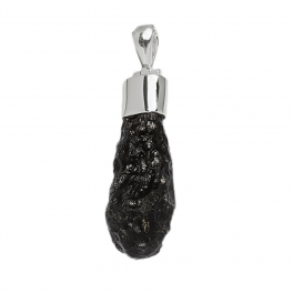 Pendentif Tektite, 4,0 - 5,0cm  Le capuchon et l'oeillet sont en argent 925.