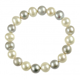 Bracelet perle blanc / argent en alternance, 19cm