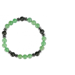 Bracelet H Aventurine Verte, Pierre de lave Perles rondes 8 mm