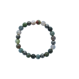 Bracelet Agate Multicolore et Hématite Perles rondes 8 mm