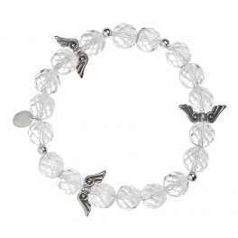 Bracelet cristal de roche + "ailes d'ange¨ argent 925