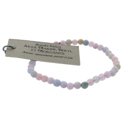 Bracelet enfant Aigue-Marine Béryl Morganite Perles rondes 4 mm