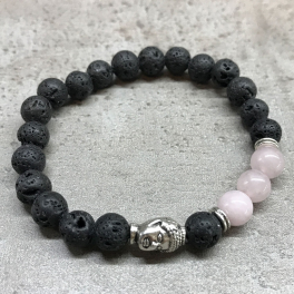 Bracelet Pierre de Lave - Buddha Rose Quartz