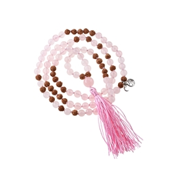 Collier Mala de pierres précieuses Quartz Rose (Amour)