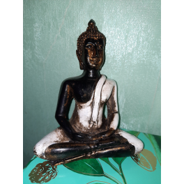 Bouddha en fibre de verre, blanc environ 13 cm