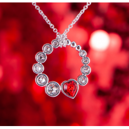 Pendentif coeur cristal avec chaîne 42 + 5cm Avec Elements Swarovski 