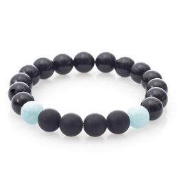 BRACELET HOMME 10MM AIGUE MARINE+ONYX DÉPOLI